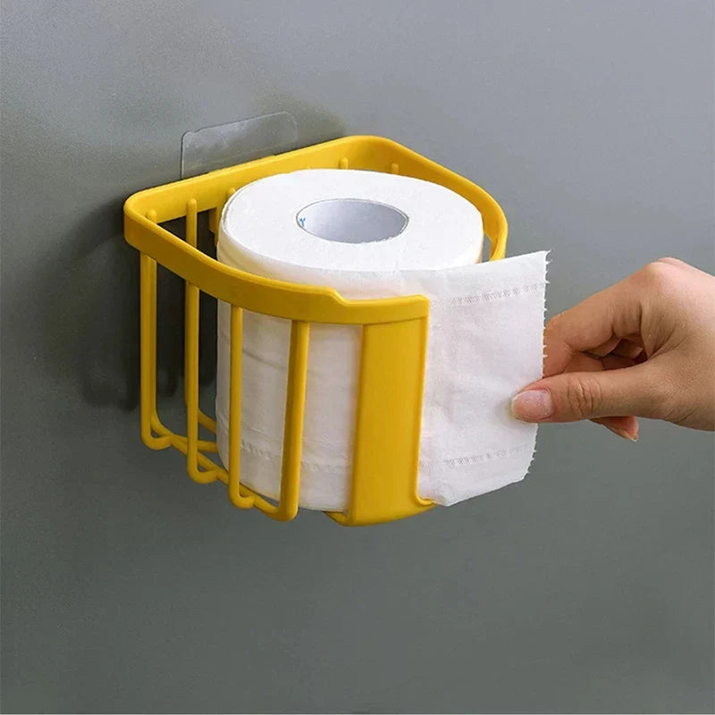 Punch-Free toilet paper shelf bathroom kitchen tissue box wall-mounted adhesive paper storage box toilet paper holder roll paper