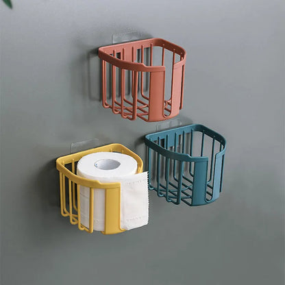 Punch-Free toilet paper shelf bathroom kitchen tissue box wall-mounted adhesive paper storage box toilet paper holder roll paper