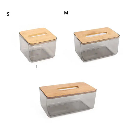 Bamboo Wooden Cover Plastic Tissue Box Paper Holder Dispenser Home Storage Case